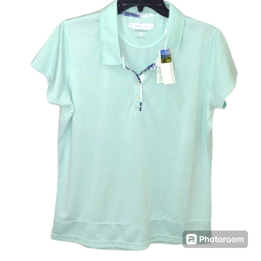PEBBLE BEACH PERFORMANCE Woman's Golf Polo Shirt Size XL Mint Green NWOT